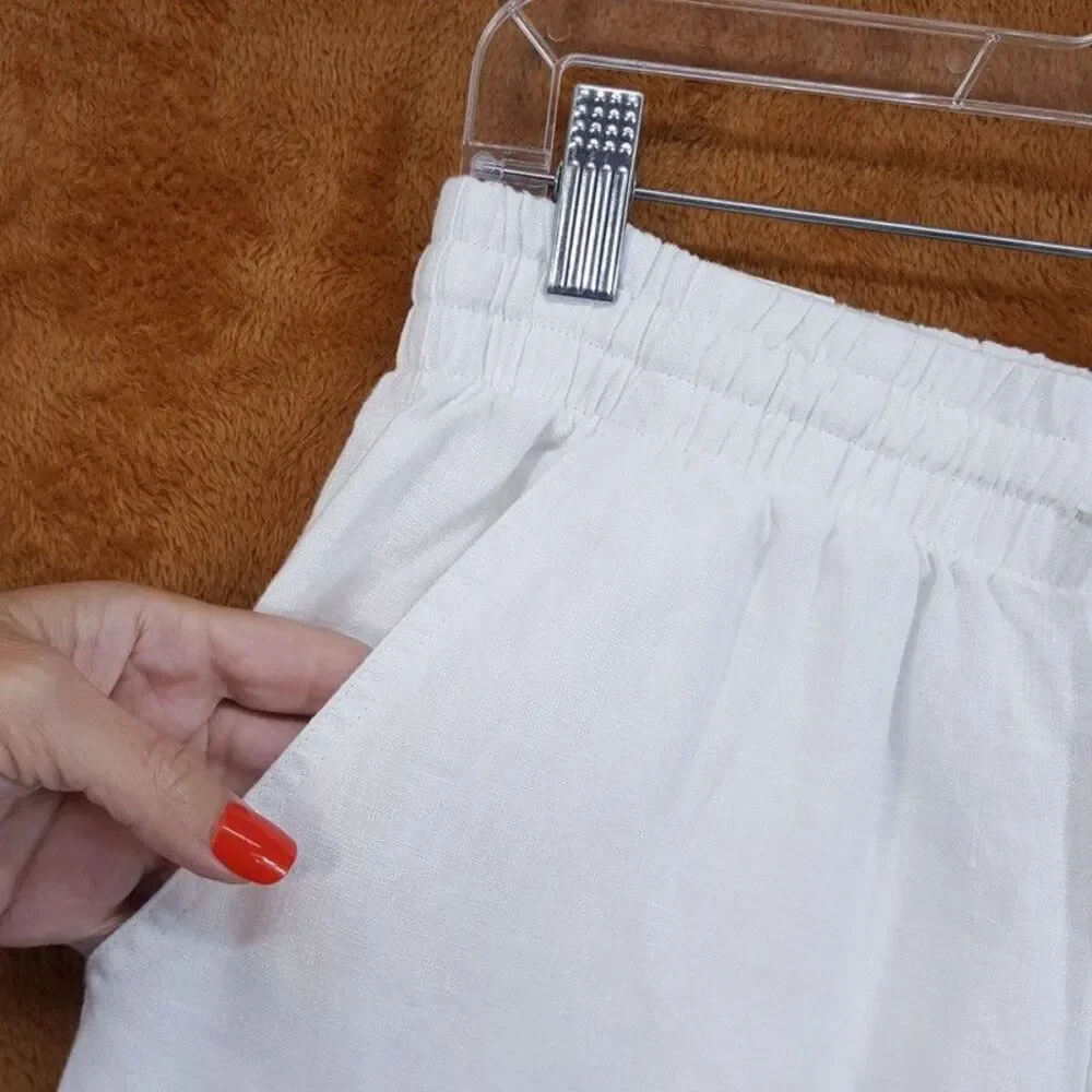 Cotton On Pants Mens Small White Drawstring 100% Linen Tapered Leg Pant